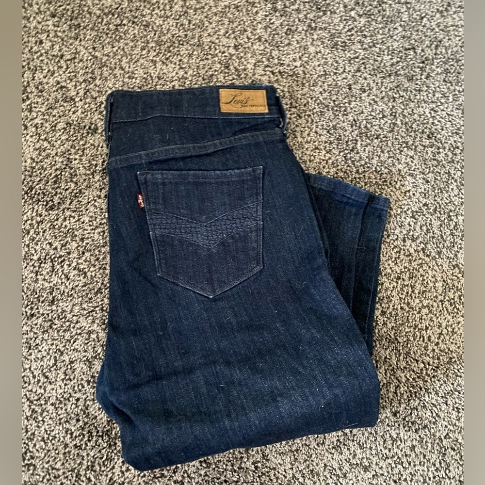 Levis 14 Jeans Demi Curve Classic Capri Stretch Dark Blue Denim 32